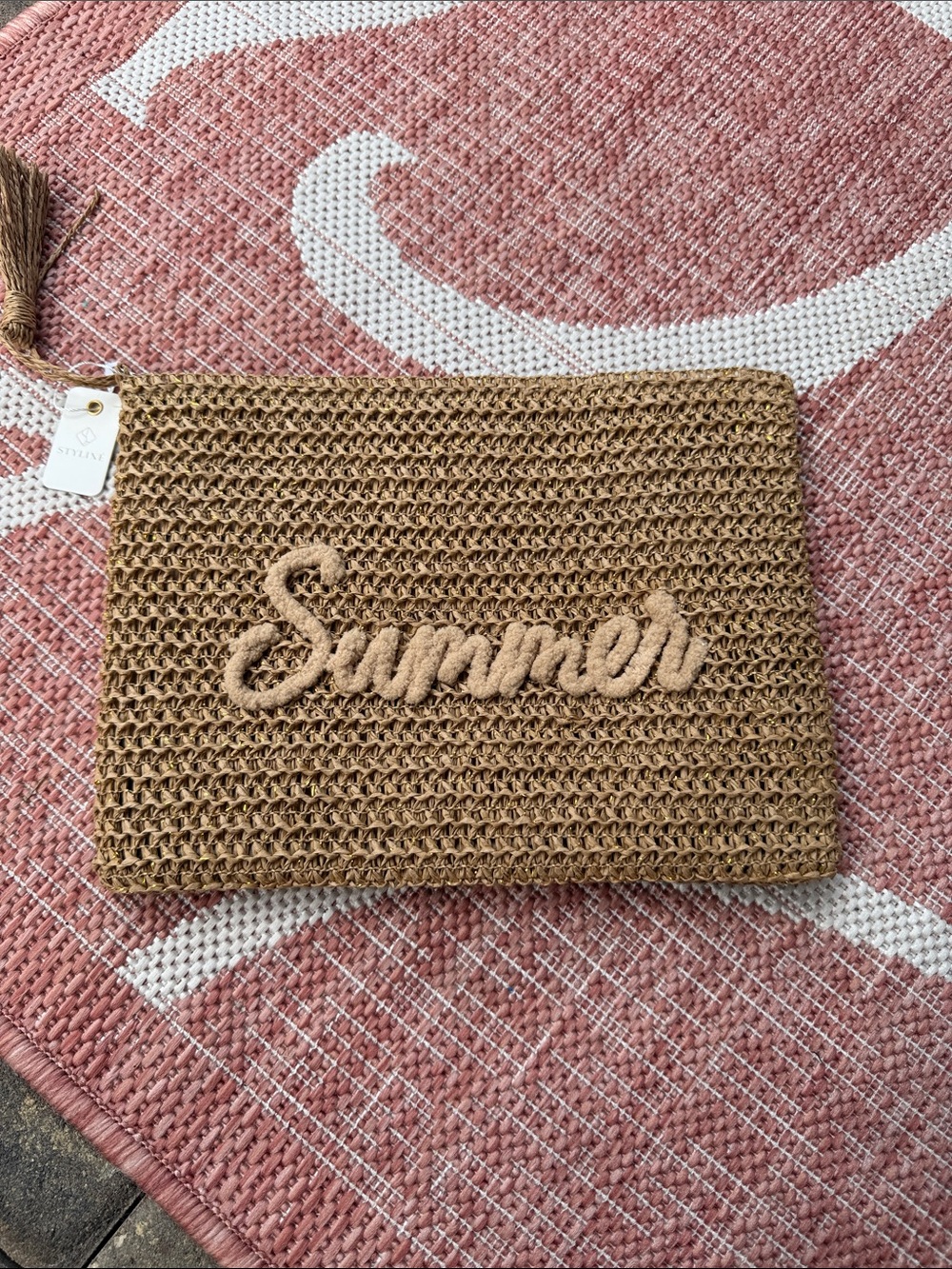 Summer Woven Straw Zip Pouch - Natural - Picture 8 of 8